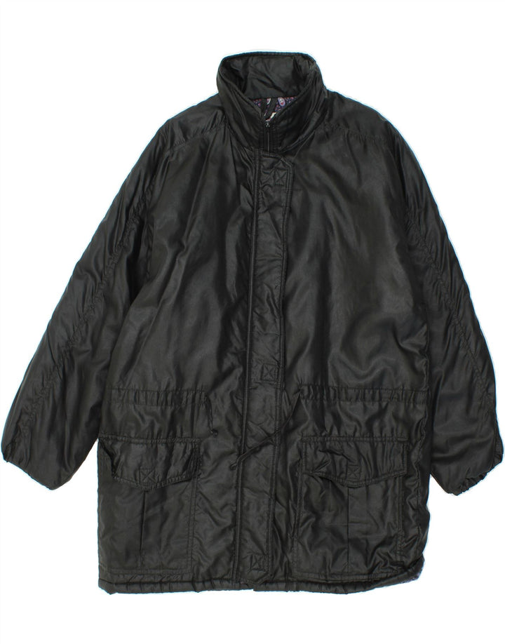 VINTAGE Womens Overcoat UK 18 XL Black Polyester Vintage Vintage and Second-Hand Vintage from Messina Hembry 