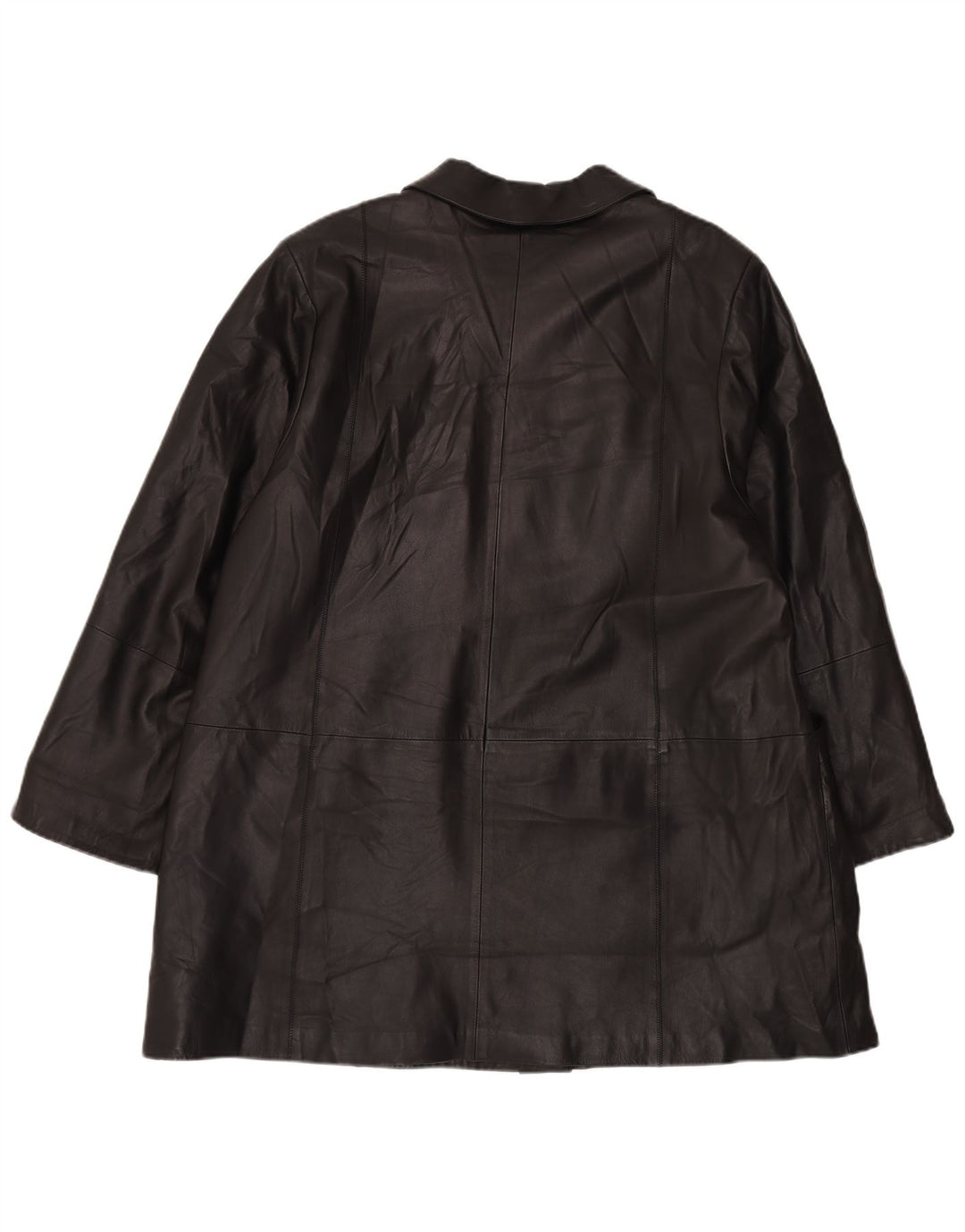 Vintage oversize læderfrakke til kvinder IT 48 XL sort læder
