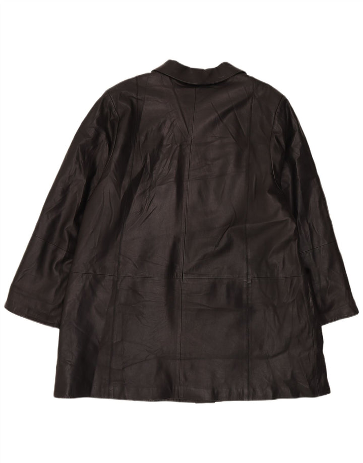 Vintage oversize læderfrakke til kvinder IT 48 XL sort læder