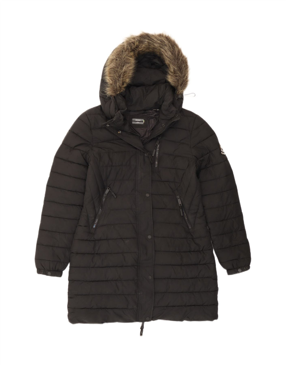Superdry Polstret hættejakke til kvinder UK 12 Medium Sort Polyester
