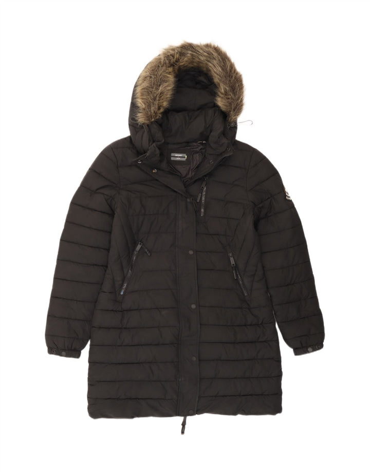 Superdry Polstret hættejakke til kvinder UK 12 Medium Sort Polyester