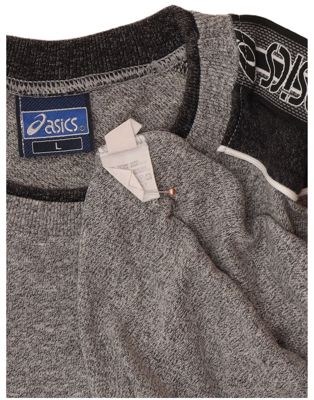 ASICS Mens Graphic T-Shirt Top Large Grey Colourblock Cotton