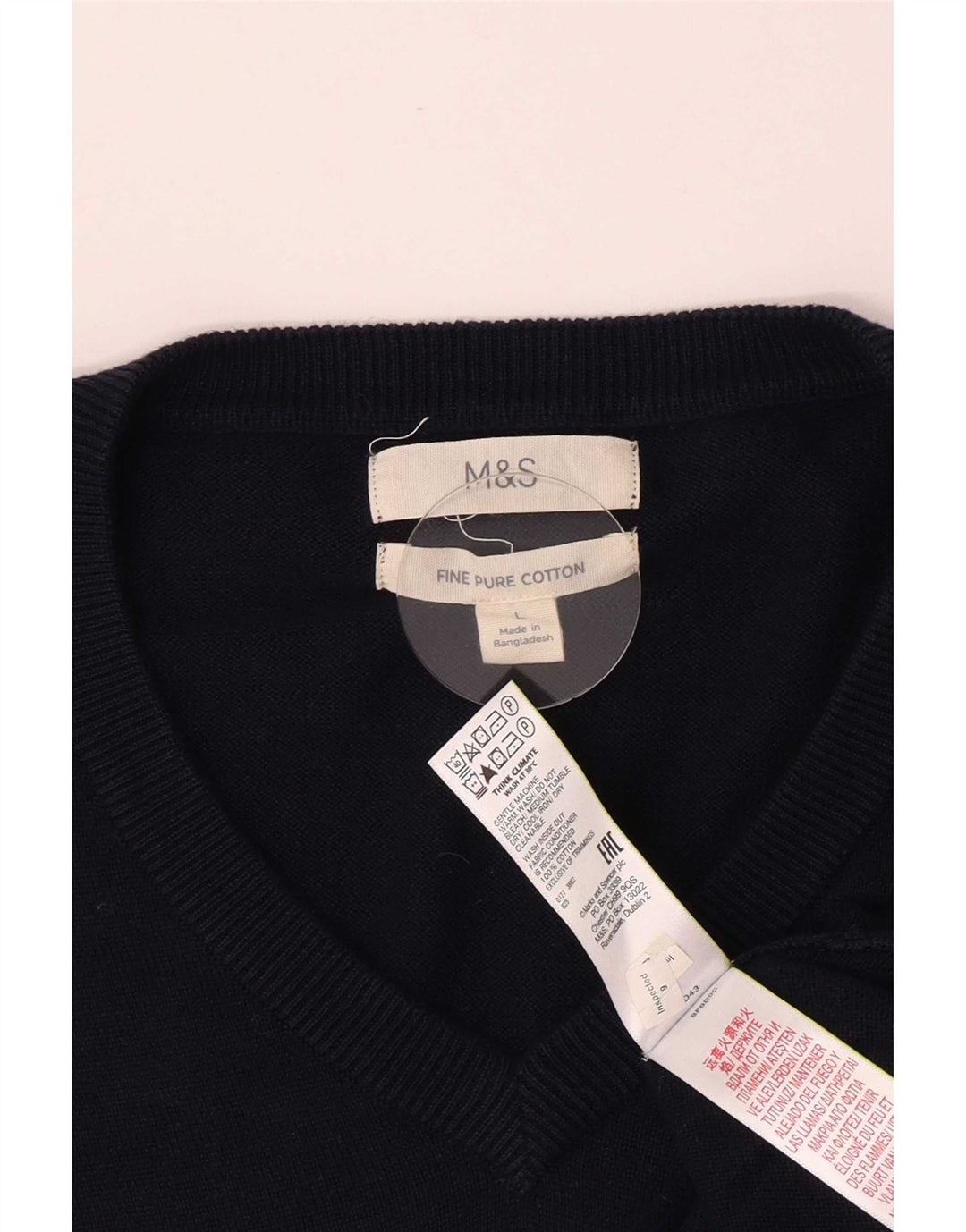 Marks & Spencer Herre V-hals sweater Stor marineblå bomuld