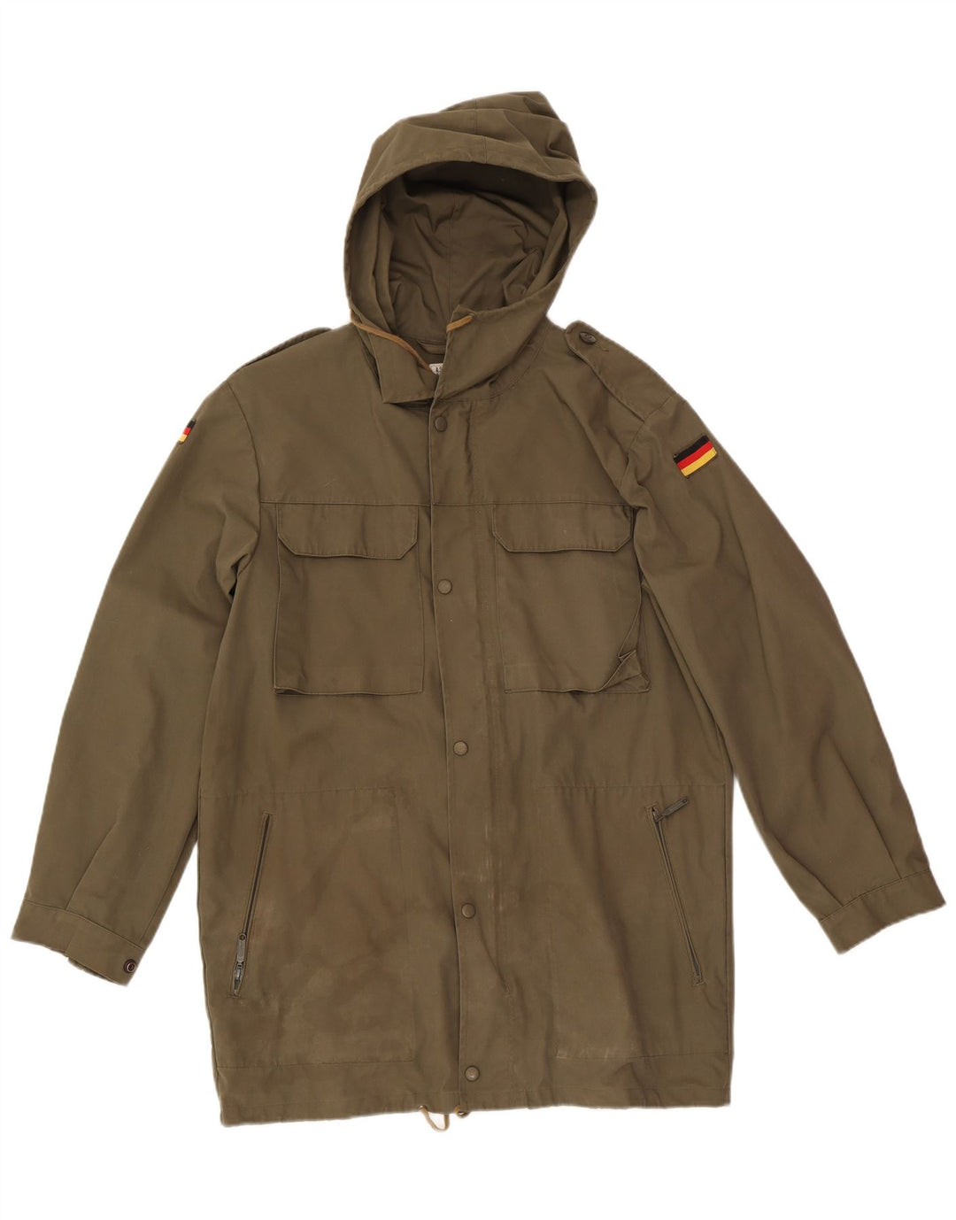 Vintage Herre Hætte Military Jacket UK 38 Medium Khaki