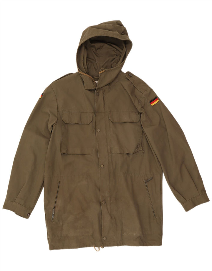 Vintage Herre Hætte Military Jacket UK 38 Medium Khaki
