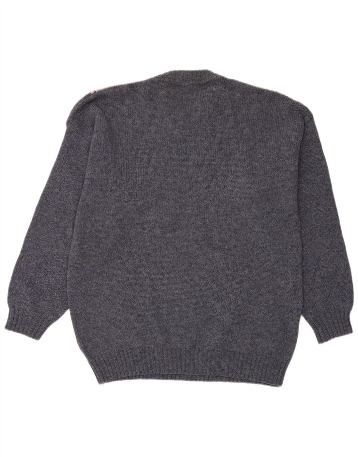 VINTAGE Herre Crew Neck trøje Sweater Large Blue Argyle/Diamond