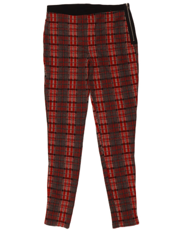 Topshop Womens Skinny Casual Trousers UK 12 Medium W28 L29 Red Check