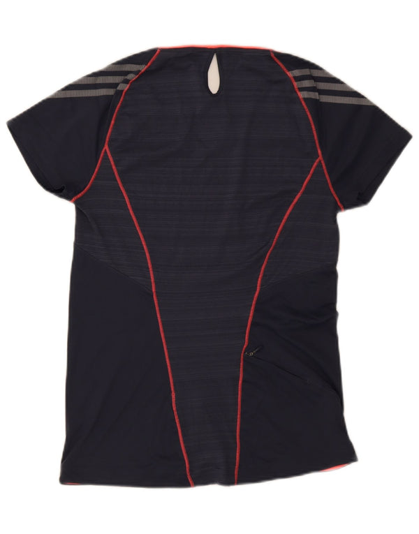 Adidas Womens Climalite T-Shirt Top UK 8/10 Small Navy Blue Polyester