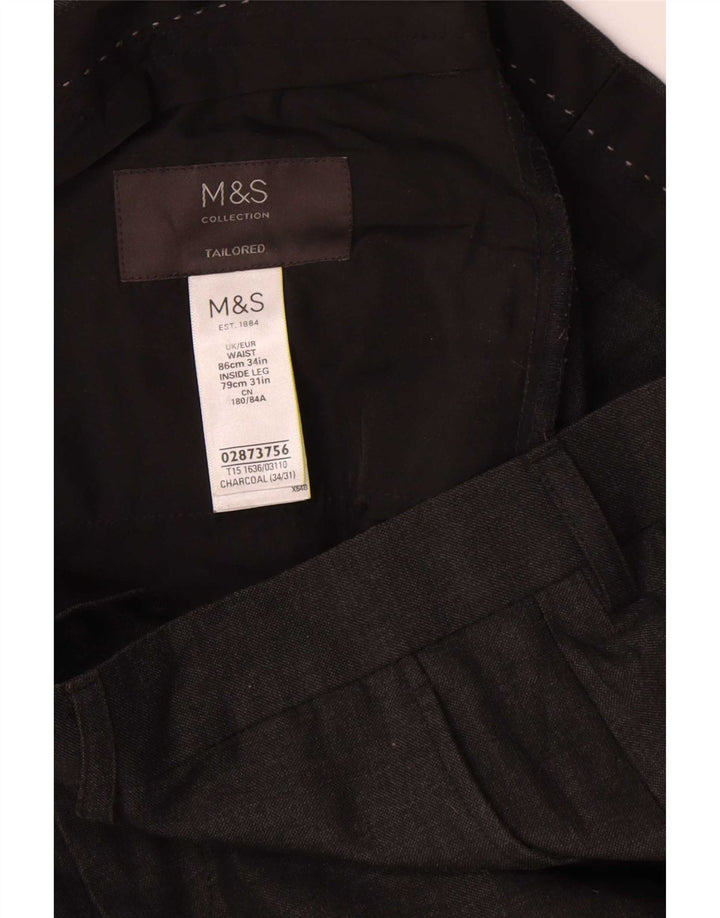 Marks & Spencer Herre tilspidsede jakkesætsbukser W34 L31 Grå polyester