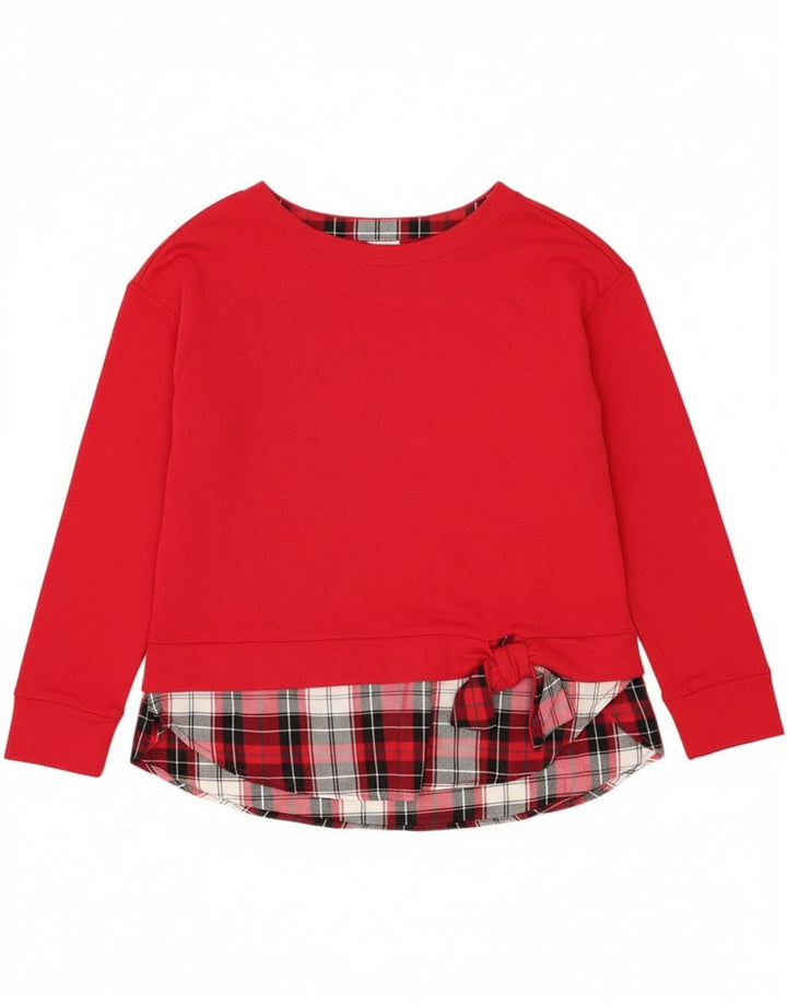 Izod Dame Top Langærmet UK 14 Stor Rød Plaid Bomuld