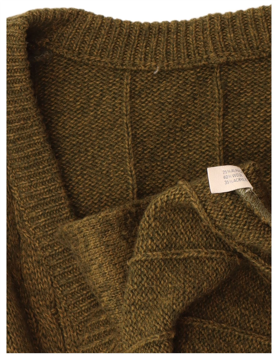 VINTAGE Herre cardigan sweater Large Khaki Alpaca Wool