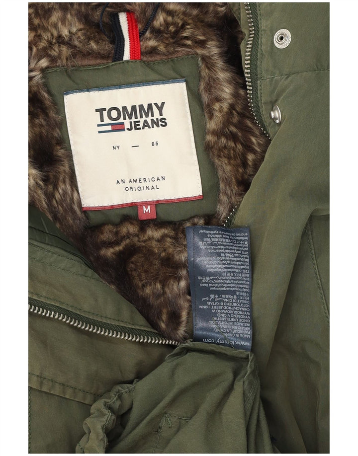 Tommy Hilfiger Dame Hooded Parka Jacket UK 14 Medium Green Bomuld