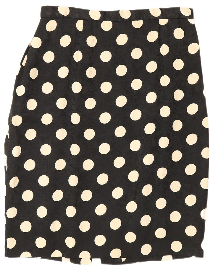 Vintage Kvinder kortærmet 2-delt nederdel Sæt UK 12 Medium W28 Sort