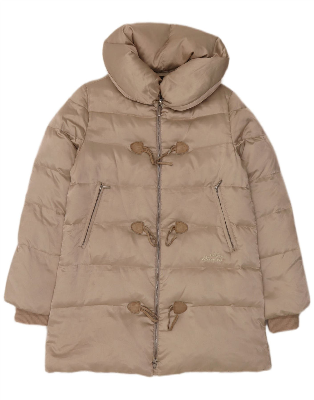 Moschino Dame Duffle Polstret Frakke UK 14 Large Beige Polyester
