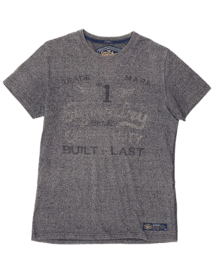 SUPERDRY Herre grafisk T-shirt Top Stor Navyblå Flecked Bomuld