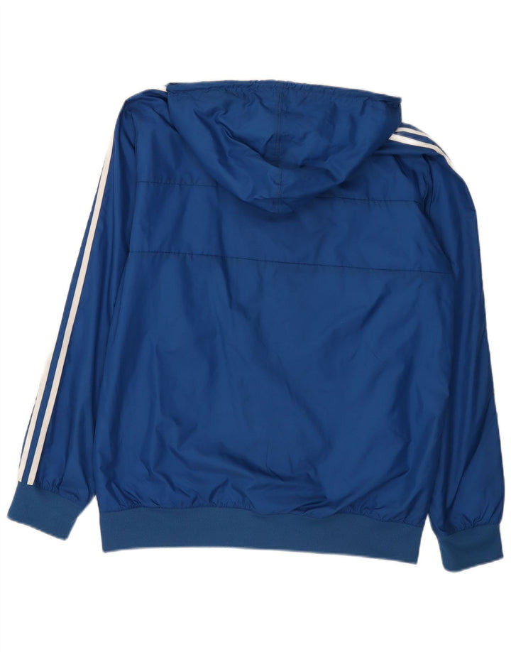 Adidas Regnjakke med hætte til mænd UK 38 Medium Blue Colourblock Nylon