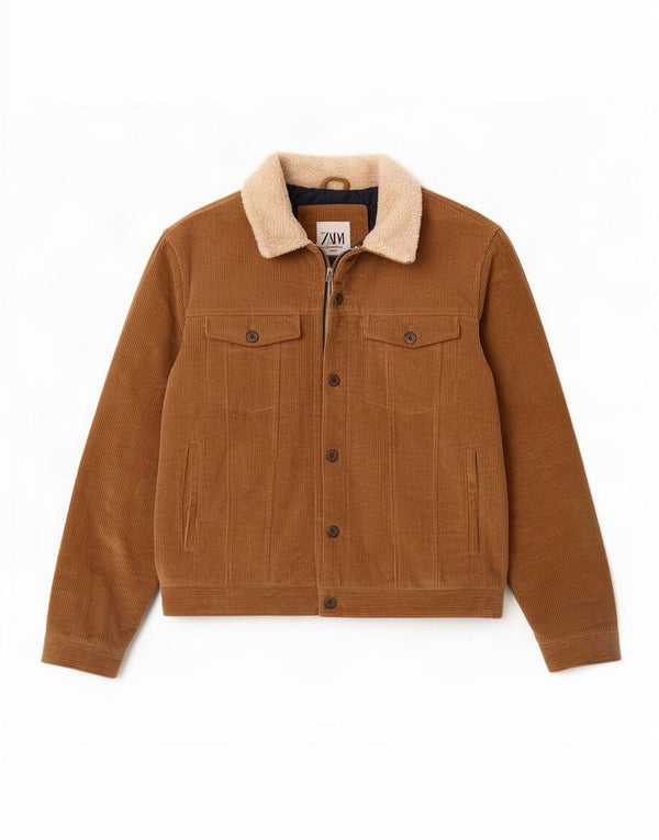 Zara Mens Corduroy Jacket UK 40 Large Brown Colourblock