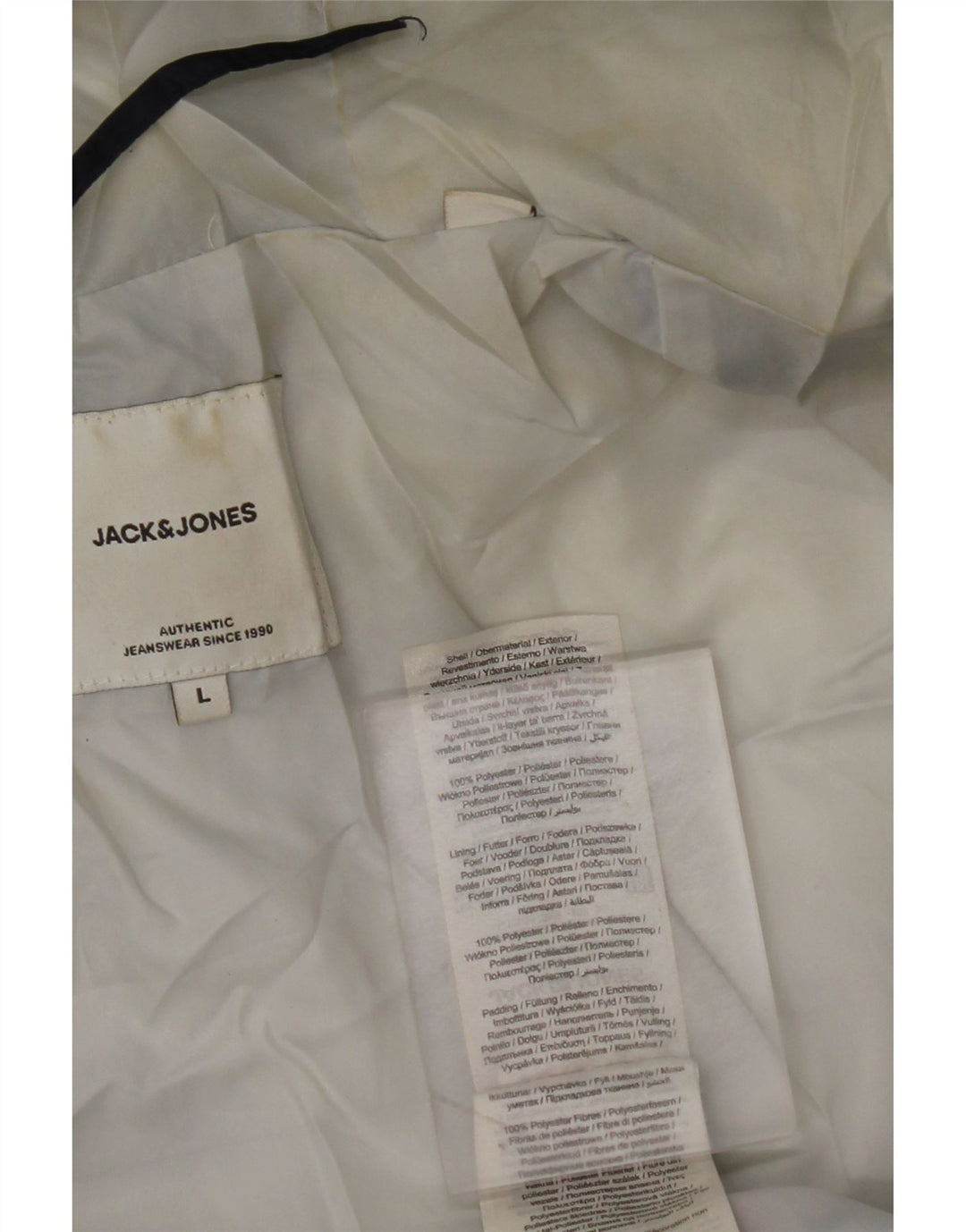 JACK & JONES Herre hættepolstret jakke UK 40 Large Navy Blue Polyester