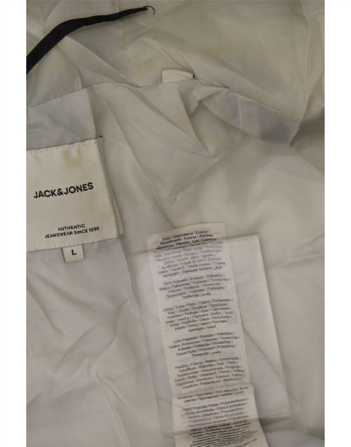 JACK & JONES Herre hættepolstret jakke UK 40 Large Navy Blue Polyester