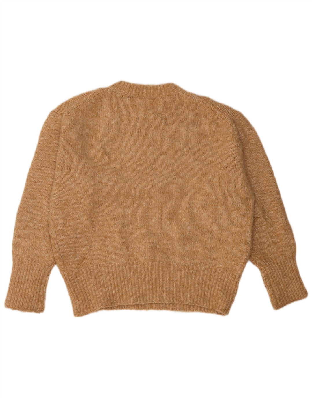 Zara Dame Oversized Crew Neck Jumper Sweater UK 10 Small Beige Polyester