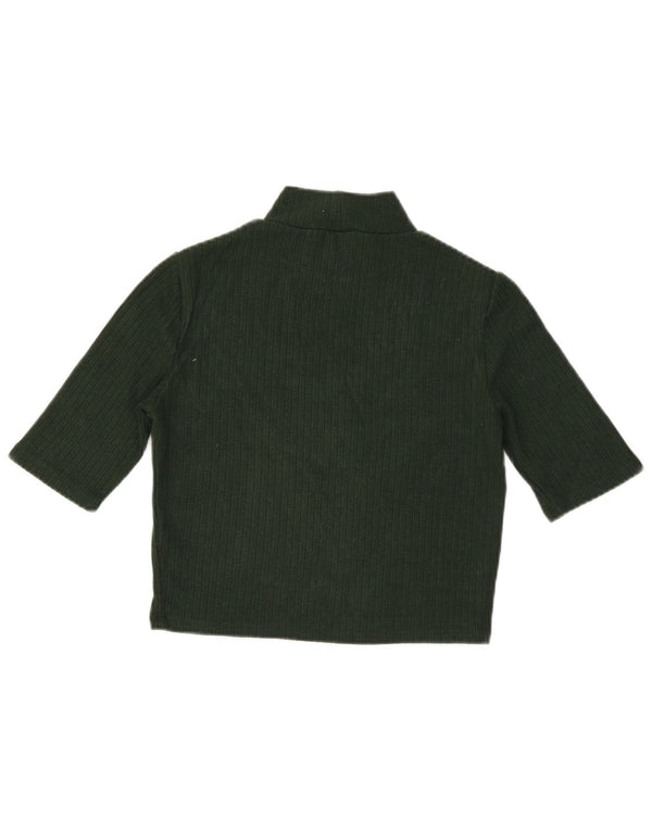 Zara Womens Crop Top 3/4 ærme UK 14 Large Green Viscose