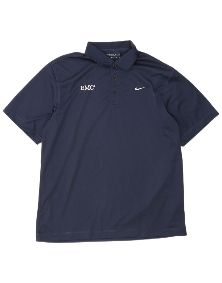 Nike Herre Dri Fit Polo Shirt Large Navy Blue Polyester
