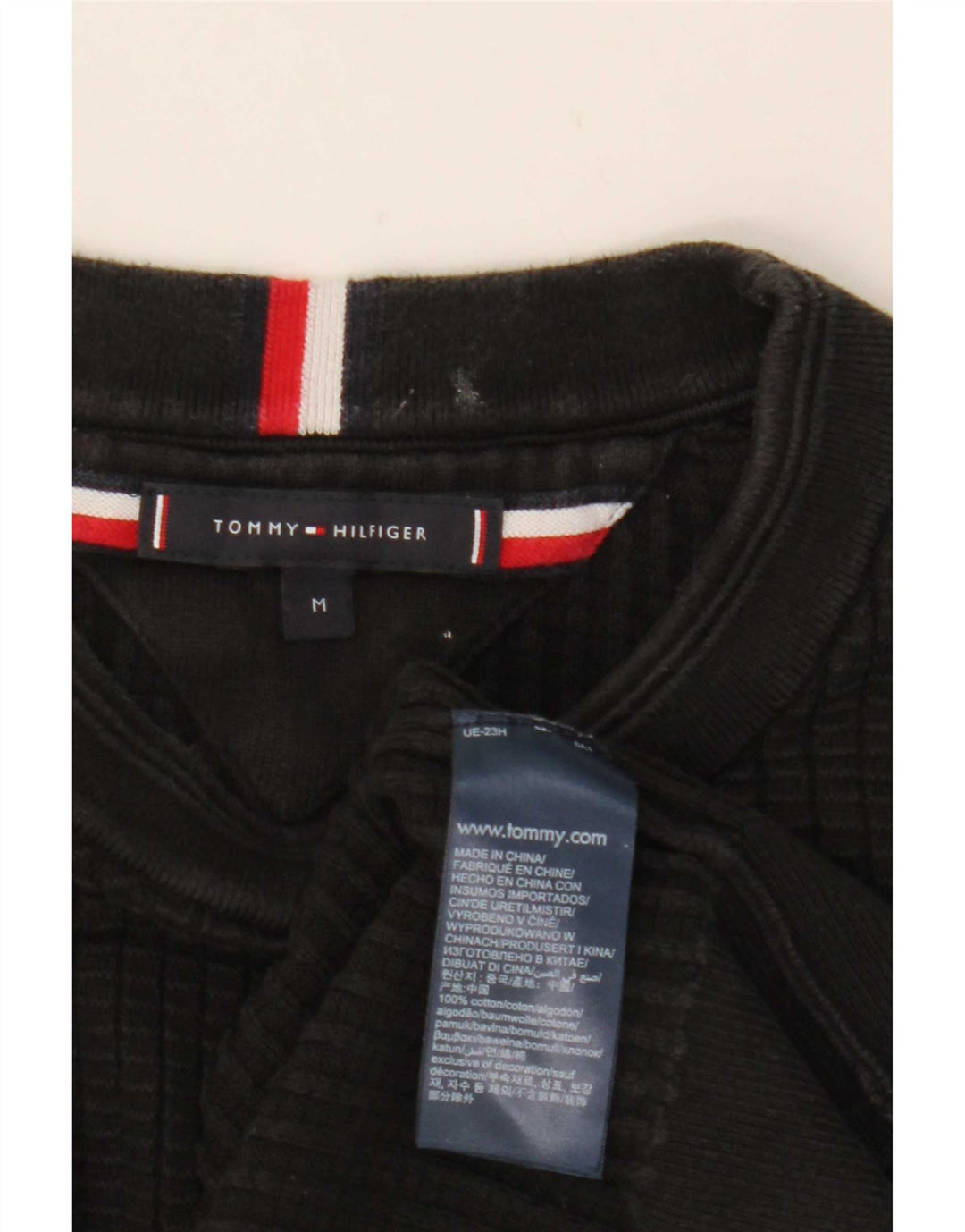 Tommy Hilfiger Herre Crew Neck Jumper Sweater Medium Sort Bomuld
