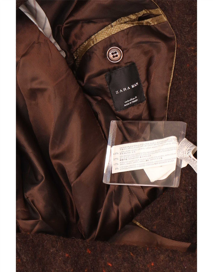 Zara Herre 2-knaps blazerjakke UK 38 Medium Brown Flecked Wool