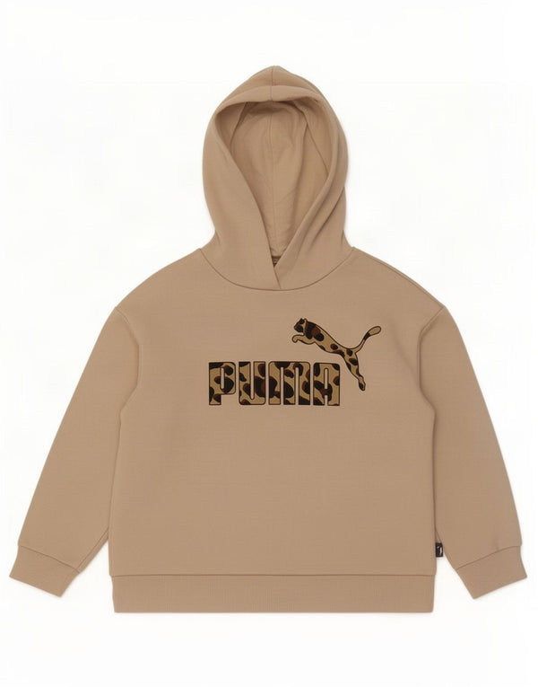 Puma piger grafisk hættetrøje 9-10 år beige bomuld