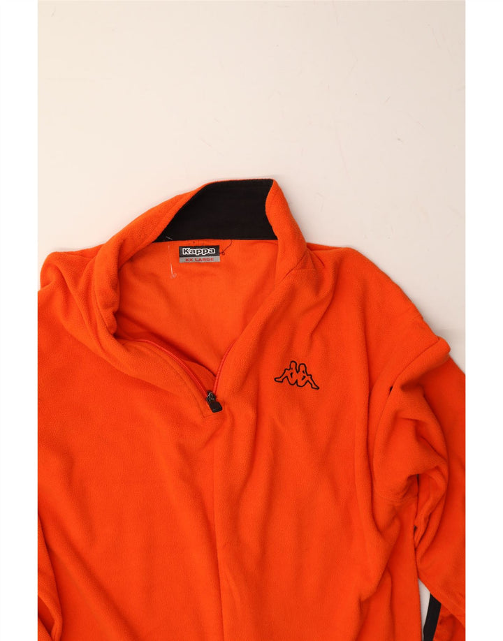 KAPPA Mens Zip Neck Fleece Jumper 2XL Orange Polyester Vintage Kappa and Second-Hand Kappa from Messina Hembry 