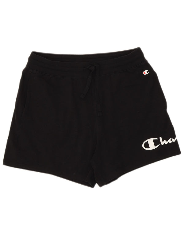 Champion Kvinder grafiske sportsshorts UK 12 Medium Sort Bomuld