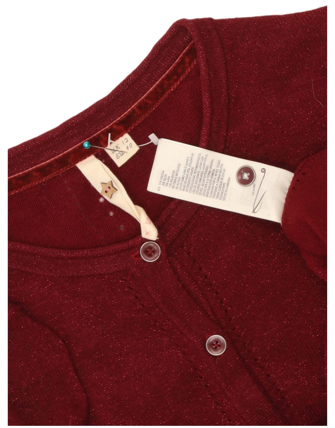 White Stuff Womens Crop Cardigan Sweater UK 12 Medium Maroon Viscose