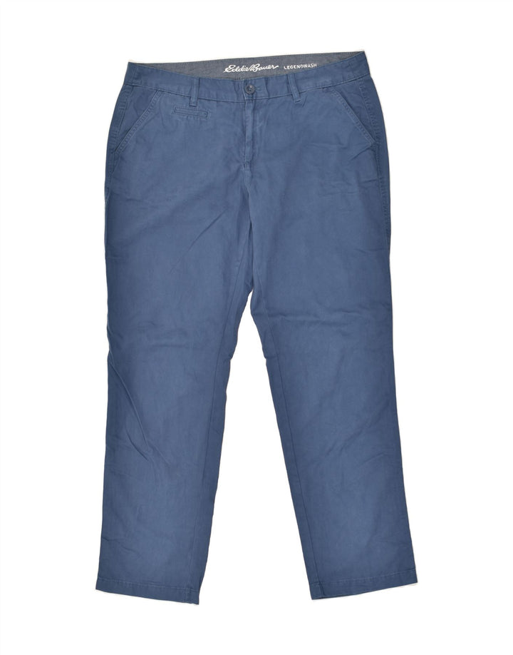 EDDIE BAUER Womens Tapered Casual Trousers US 14 XL W36 L31  Blue Cotton | Vintage Eddie Bauer | Thrift | Second-Hand Eddie Bauer | Used Clothing | Messina Hembry 