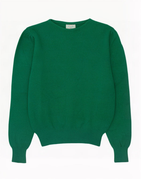 Benetton Dame Boat Neck Jumper Sweater IT 48 XL Grøn Virgin Wool