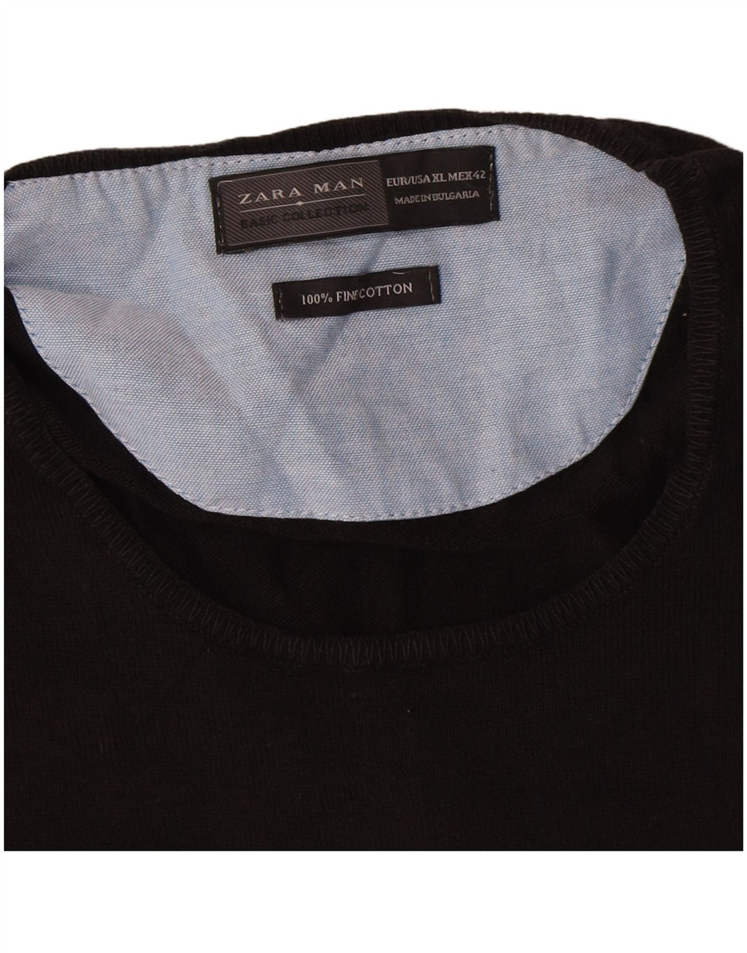Zara Herre sweater med rund hals XL sort bomuld