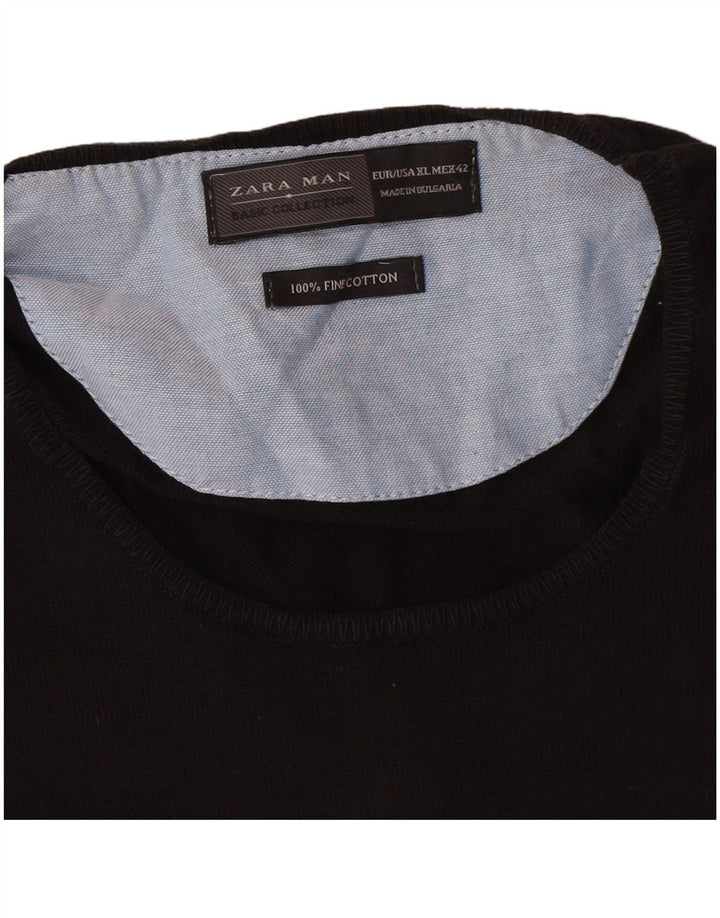 Zara Herre sweater med rund hals XL sort bomuld