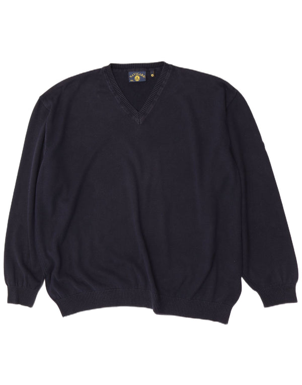 Navigare Herre V-hals sweater 5XL marineblå bomuld
