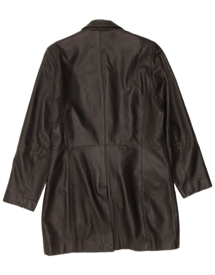 Vintage oversized læderfrakke til kvinder EU 36 lille sort læder
