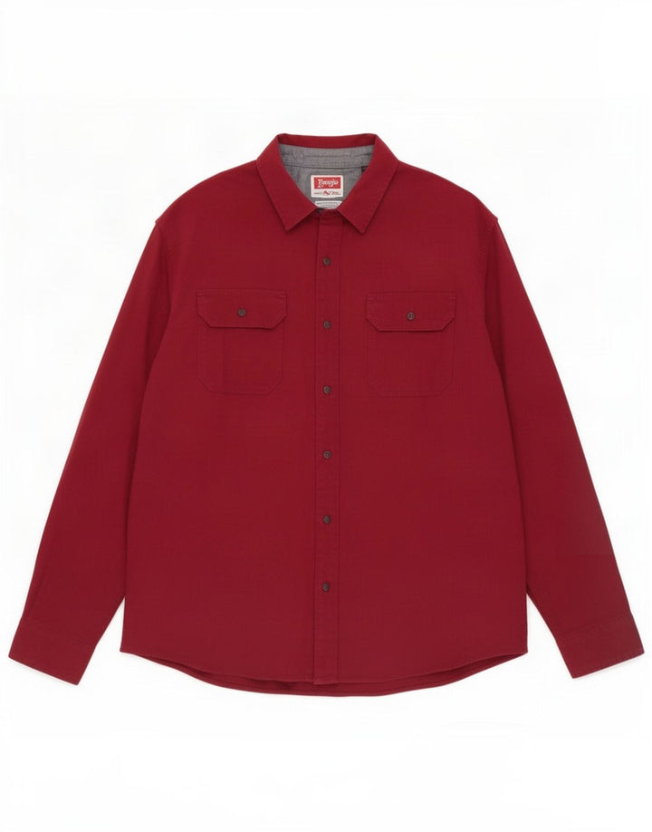 Wrangler Herre Flex Shirt 2XL Bourgogne bomuld