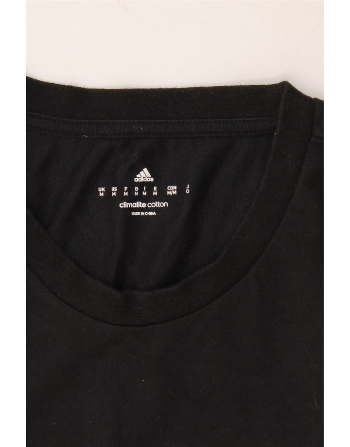 ADIDAS Mens Climalite Graphic T-Shirt Top Medium Black Cotton Vintage Adidas and Second-Hand Adidas from Messina Hembry 