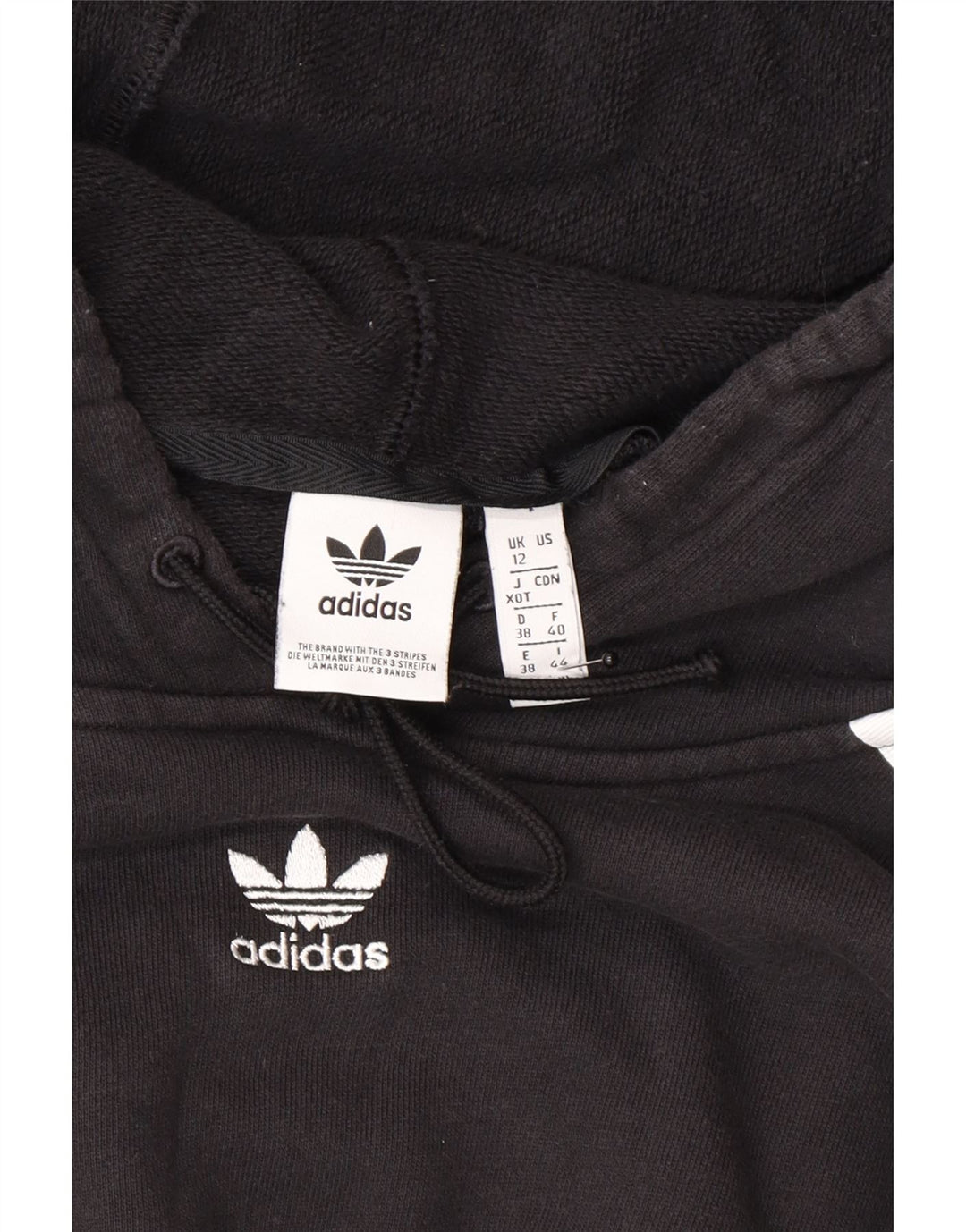 Adidas Womens Crop Oversized Hoodie Jumper UK 12 Medium Black