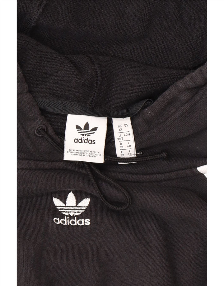Adidas Womens Crop Oversized Hoodie Jumper UK 12 Medium Black