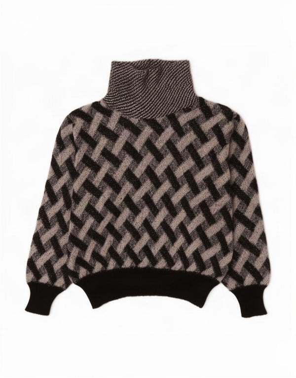 Vintage Dame Roll Neck Jumper Sweater UK 16 Large Black Check