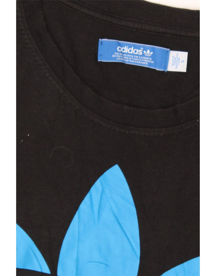 ADIDAS Mens Graphic T-Shirt Top Small Black Vintage Adidas and Second-Hand Adidas from Messina Hembry 