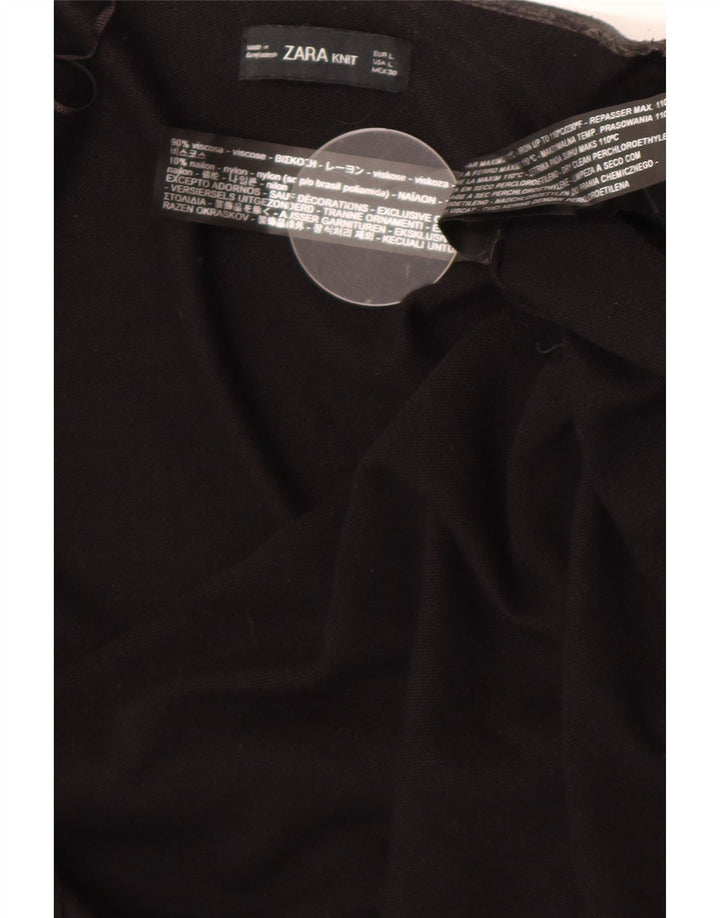 Zara Dame Top Langærmet UK 14 Stor Sort Viscose
