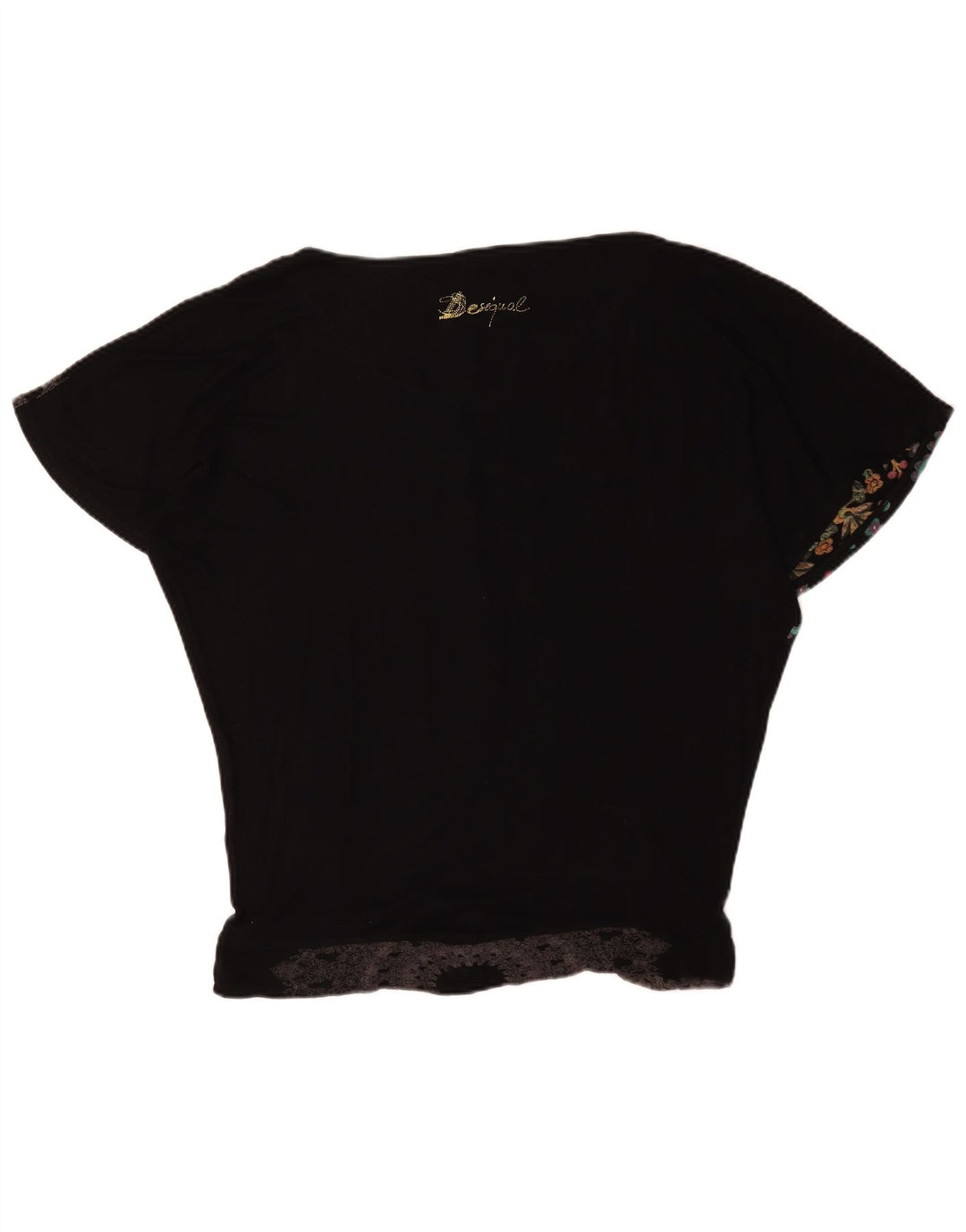 Desigual Kvinder Oversized grafisk bluse Top UK 16 Large Black Floral