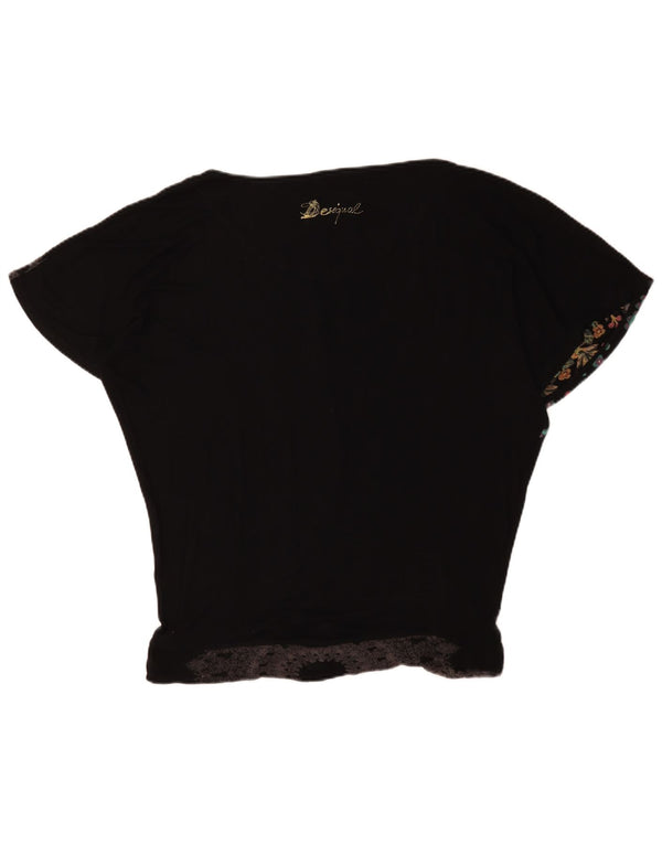 Desigual Kvinder Oversized grafisk bluse Top UK 16 Large Black Floral