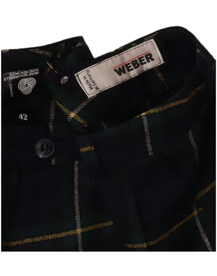 Vintage kvinders højtaljede bermudashorts EU 42 Large W30 Navy Blue Check