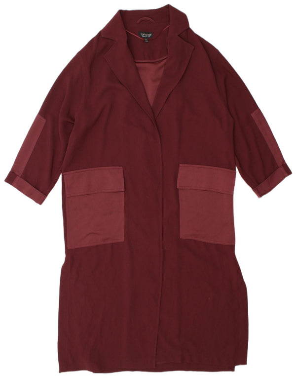 Topshop Dame Longline Cardigan Top UK 8 Small Burgundy Colourblock