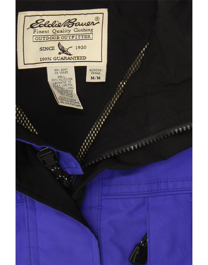 Eddie Bauer Dame Hooded Utility Jacket UK 14 Medium Blue Polyester